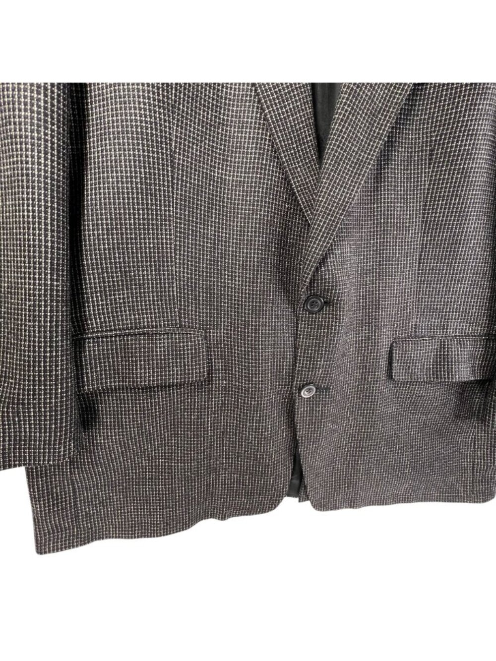 Lana Moda Mens Italian Wool Silk Blazer Jacket Houndstooth 44R Black Gray Coat - Picture 4 of 16